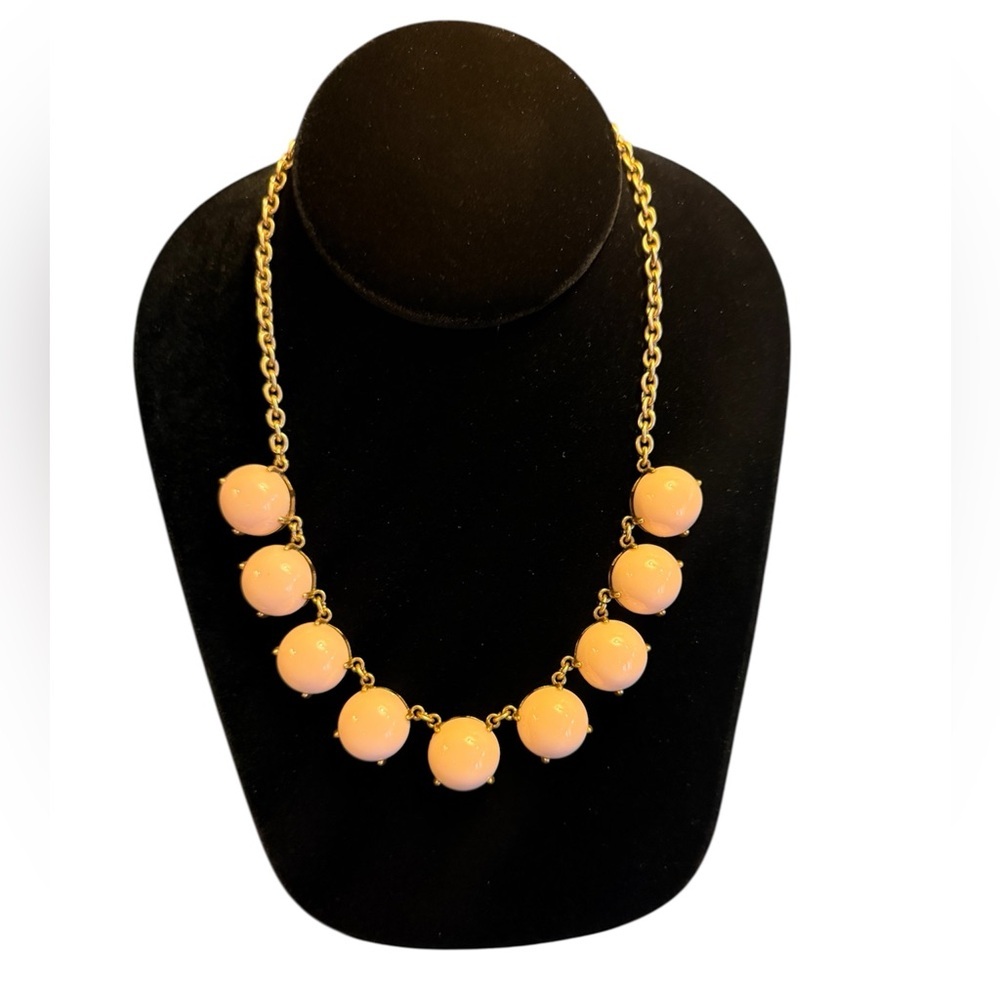 J. Crew Gold-Tone Necklace with Peach Round Bead Stations